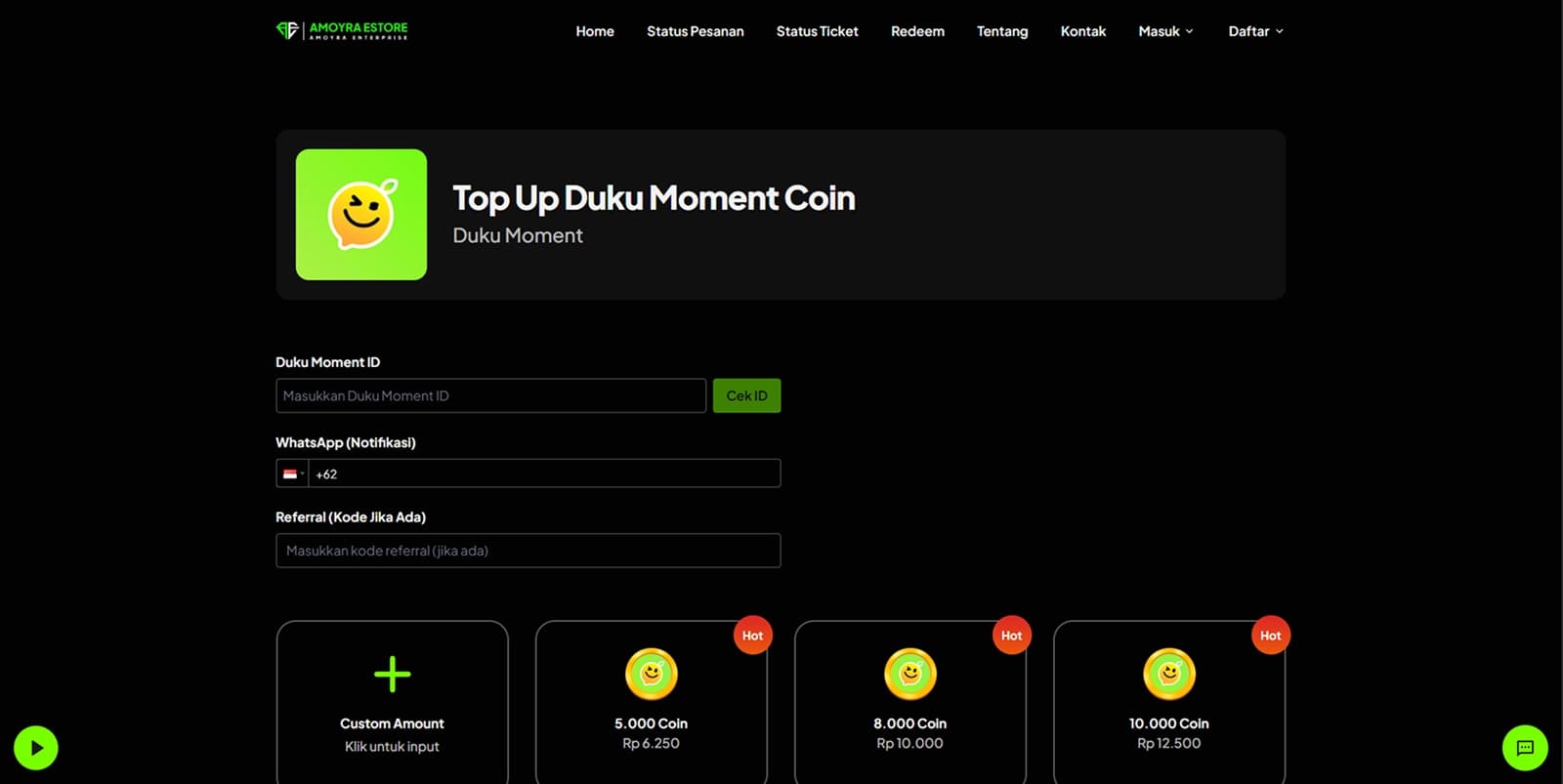 Product Top Up Price List