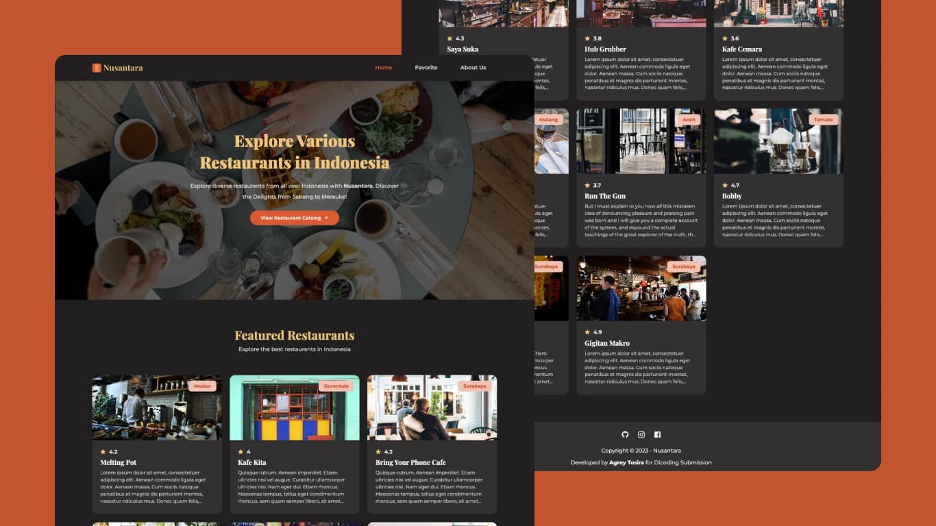 Homepage & Restaurant Catalog