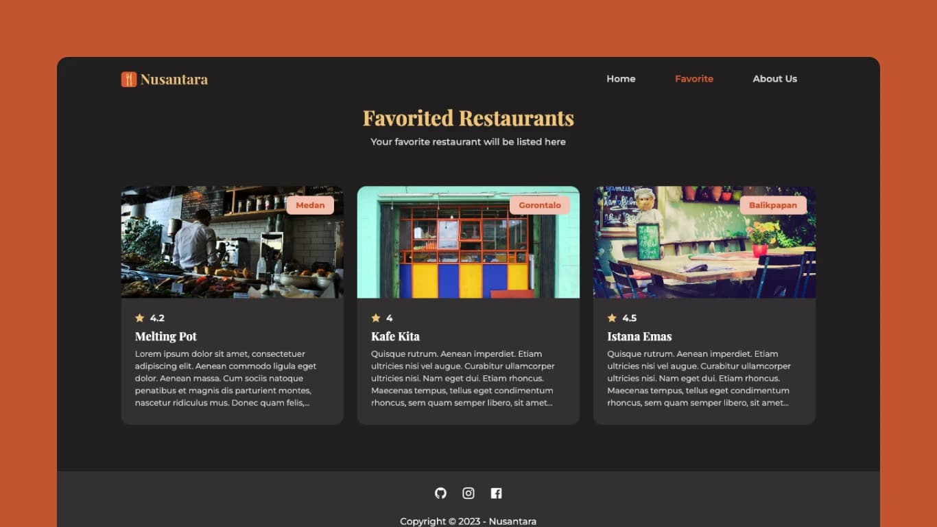 Favorited Restaurant Page